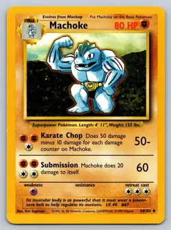 Machoke 34/102 Uncommon Base Set Unlimited Pokemon Lightly Played - Image 1