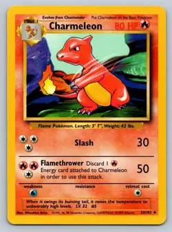Charmeleon 24/102 Uncommon Base Set Unlimited Pokemon Lightly Played - Image 1