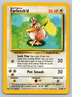 Farfetch'd 27/102 Uncommon Base Set Unlimited Pokemon Lightly Played - Image 1