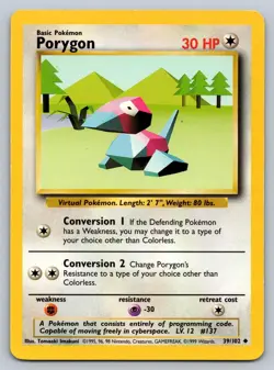 Porygon 39/102 Uncommon Base Set Unlimited Pokemon Lightly Played - Image 1