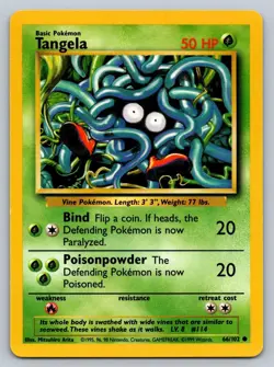 Tangela 66/102 Common Base Set Unlimited Pokemon Lightly Played - Image 1