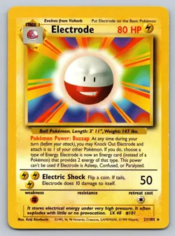 Electrode 21/102 Rare Base Set Unlimited Pokemon Lightly Played - Image 1