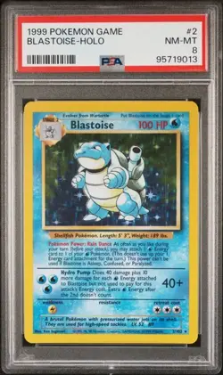 1999 Pokemon Base Set Blastoise #2 Holo PSA 8 - Image 1