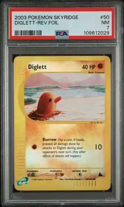 2003 POKEMON SKYRIDGE #50 DIGLETT-REVERSE FOIL PSA 7, POP 8!!! - Image 1