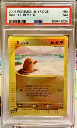 2003 POKEMON SKYRIDGE #50 DIGLETT-REVERSE FOIL PSA 7, POP 8!!! - Image 3