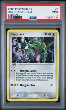 2005 POKEMON EX EMERALD #9 RAYQUAZA HOLO PSA 9 - Image 1