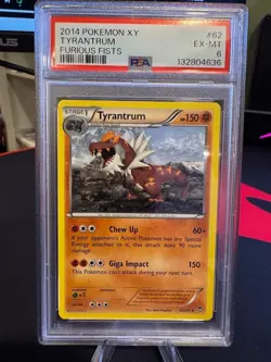 2014 Pokemon Tyrantrum XY Furious Fists 62 PSA 6 - Image 1