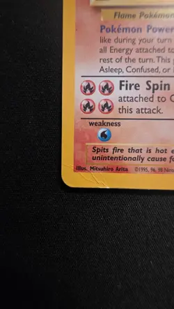 Vintage 1999 Pokemon TCG Base Set CHARIZARD HOLO Rare 4/102, Unltd HP-Damaged - Image 3