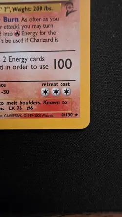 Vintage 1999 Pokemon TCG Base Set CHARIZARD HOLO Rare 4/102, Unltd HP-Damaged - Image 4