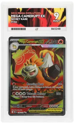Pokemon 2025 Mega Evolution Mega Camerupt Ex Secret Rare 156/132 Ace Graded 9 - Image 1