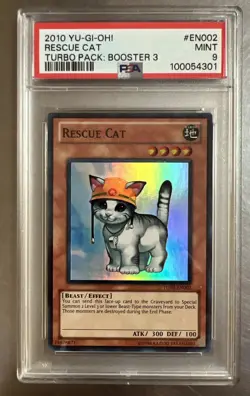 2010 Yu-Gi-Oh! TCG TU03-EN002 Turbo Pack: Booster 3 Rescue Cat Super Rare PSA 9 - Image 1