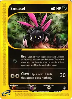 Pokemon TCG Sneasel Aquapolis 110/147 Regular Common NM - Image 1