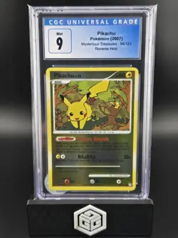 2007 POKEMON PIKACHU REVERSE HOLO FOIL #94 D&P MYSTERIOUS TREASURES CGC 9 PSA - Image 3