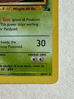 Pokemon TCG Muk Fossil 13/62 Non Holo Unlimited Rare - Image 4