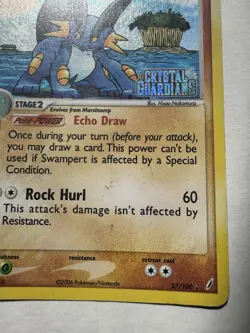 2006 Pokemon Trading Card TCG Swampert 27/100 HOLO Rare EX Crystal Guardians MP - Image 4
