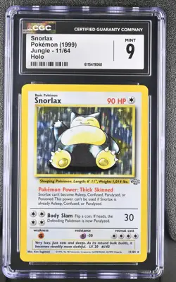 CGC 9 MINT Snorlax 1999 Jungle 11/64 Holo Pokemon Card - Image 1