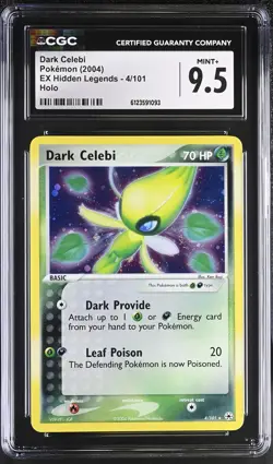 CGC 9.5 MINT+ Dark Celebi 2004 EX Hidden Legends 4/101 Holo Pokemon Card - Image 1