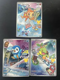 Chimchar Turtwig Piplup First Partner Illustration Collection Promo Set Pokemon - Image 1