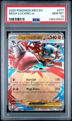 2025 POKEMON MEG EN-MEGA EVOLUTION 077 MEGA LUCARIO EX PSA 10 - Image 1