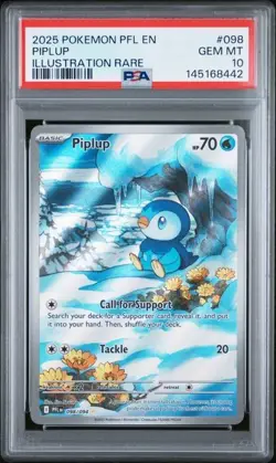 2025 POKEMON PFL EN-PHANTASMAL FLAMES ILLUSTRATION RARE #098 PIPLUP PSA 10 - Image 1