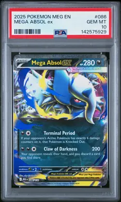2025 POKEMON MEG EN-MEGA EVOLUTION #086 MEGA ABSOL EX PSA 10 - Image 1