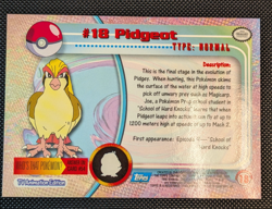 PIDGEOT Pokemon 1999 Topps #18 Blue Logo TV Animation Edition HOLO Foil - Image 2