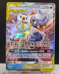 Pokemon TCG Blastoise & Piplup GX Tag Team Cosmic Eclipse 38/236 - Image 1