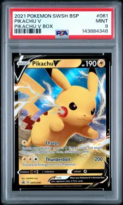 2021 Pokemon Swsh Black Star Promo #061 Pikachu V Pikachu V Box PSA 9.. - Image 1