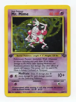 Pokemon TCG Mr. Mime Jungle 1st Edition Holo NM- - Image 1