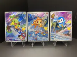 Pokemon TCG First Partner Illustration Collection Chimchar, Turtwig, Piplup - Image 1