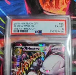 2015 POKEMON XY BREAKTHROUGH M MEWTWO EX #64 PSA 6 EX - Image 2