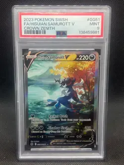 2023 PSA 9 POKEMON SWORD & SHIELD CROWN ZENITH #GG51 FULL ART HISUIAN SAMUROTT V - Image 1