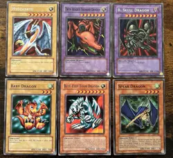 Vintage 1996 Yu-Gi-Oh! Dragon (6) Card Lot w/ 3 Holos - LP-MP - Image 1