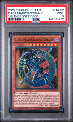 PSA 9 Mint HOLO MAGICIAN OF BLACK CHAOS 1ST EDITION Ultra Rare YGLD-ENC02 Yugioh - Image 1