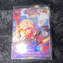 Bandai One Piece CCG Monkey.D.Luffy P-041 Foil Autographed 10 Cost 12000 Card - Image 1