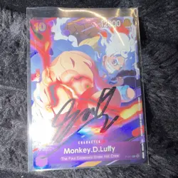 Bandai One Piece CCG Monkey.D.Luffy P-041 Foil Autographed 10 Cost 12000 Card - Image 2