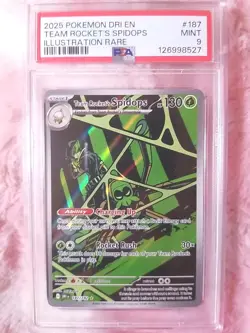 Pokemon Team Rocket's Spidops 187/182 PSA 9 MINT Sv10: Destined Rivals Holo CARD - Image 1