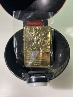 23k Gold Plated Mewtwo Pokemon Burger King 1999 Metal Trading Card w/Pokeball - Image 1