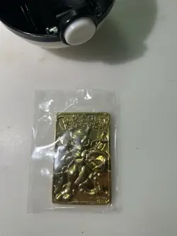 23k Gold Plated Mewtwo Pokemon Burger King 1999 Metal Trading Card w/Pokeball - Image 3