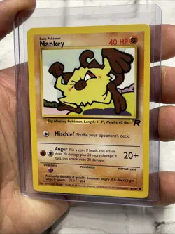 Unlimited Pokemon MANKEY Card TEAM ROCKET Set 61/82 Non-Holo Common NM/MT Vtg - Image 2