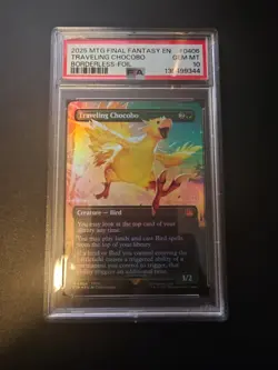 Final Fantasy MTG Traveling Chocobo Borderless Foil PSA 10 Gem Mint - Image 1