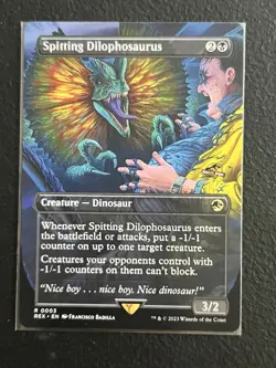 Spitting Dilophosaurus : Universes Beyond Borderles Rare Creature Black 3 MTG NM - Image 1