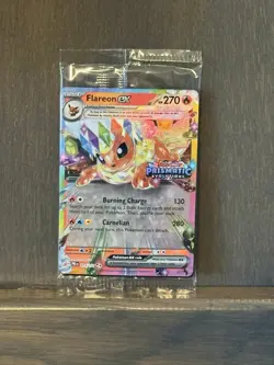 Flareon Ex Stamped SEALED Pokemon Prismatic Evolutions Promo Surprise Box 014 - Image 1
