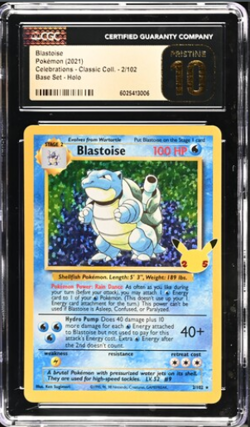 POKEMON CELEBRATIONS CGC PRISTINE 10 BLASTOISE HOLO 2/102 25TH ANNIVERSARY - Image 1