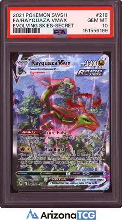 Pokemon 2021 Rayquaza VMAX 218/203 Alt Art Evolving Skies GEM MINT PSA 10 - Image 1