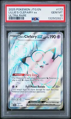 2025 POKEMON JTG EN-JOURNEY TOGETHER ULTRA RARE #173 LILLIE'S CLEFAIRY EX PSA 10 - Image 1