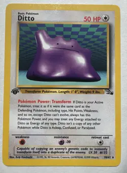Pokemon TCG Fossil Ditto 18/62 1st Edition Non-Holo Rare LP - Image 1