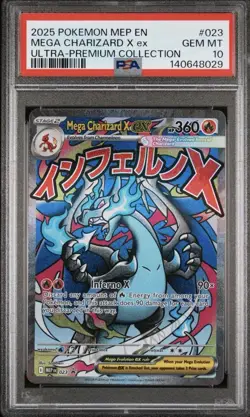 Pokemon Mega Charizard X ex Me: Mega Evolution Promo Holo PSA 10 023 2025 - Image 1