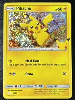 Pikachu 25/25 Holo Foil Promo McDonald's 25th Anniversary Pokemon Card 2021 - Image 1