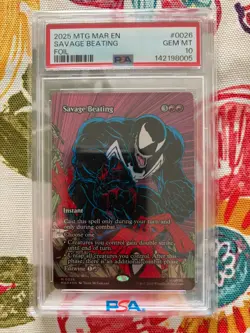 MTG Marvel Spiderman Magic the Gathering - Savage Beating FOIL #26 - PSA 10 - Image 1